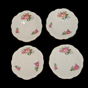 Royal Stuart Spencer Stevenson Rose Saucers Set 4 Bone China England